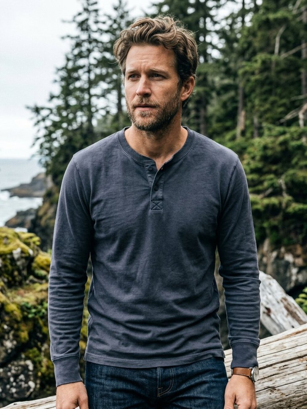Taylor Stitch Gray 100% Organic Cotton Henley Shirt - Size L